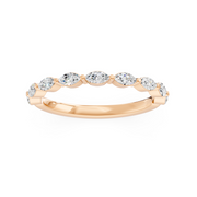 Demi-alliance 9 diamants marquises 0.65 carat or rose 14 carats Natalina